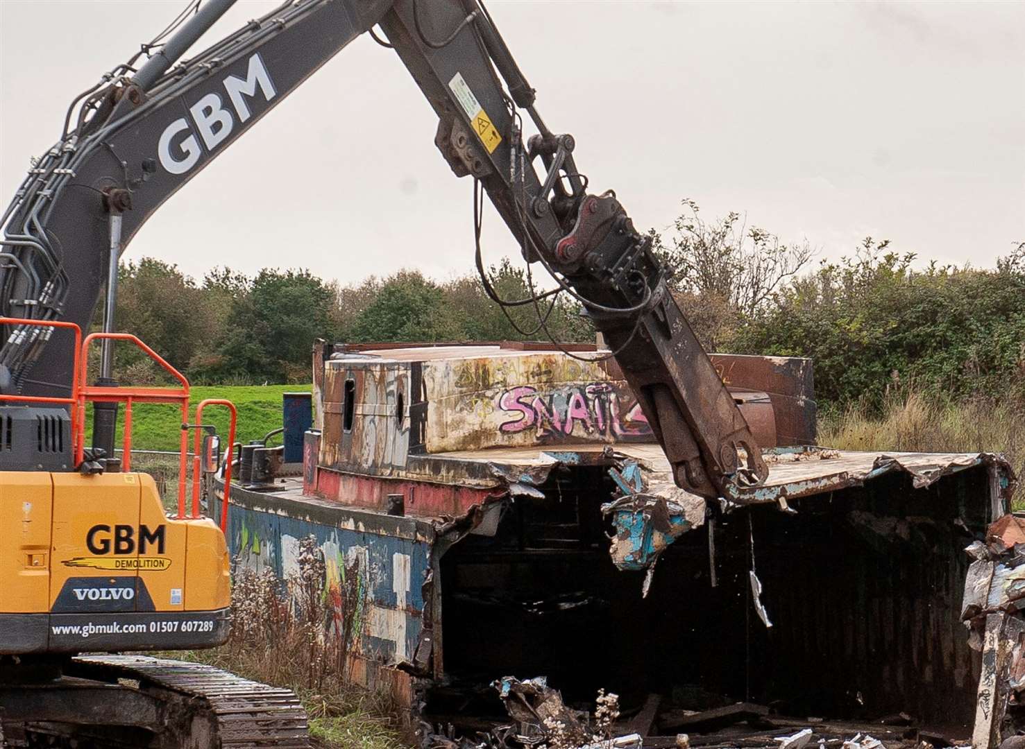 The Tosca Barge ripped apart. Picture: Michael Fysh