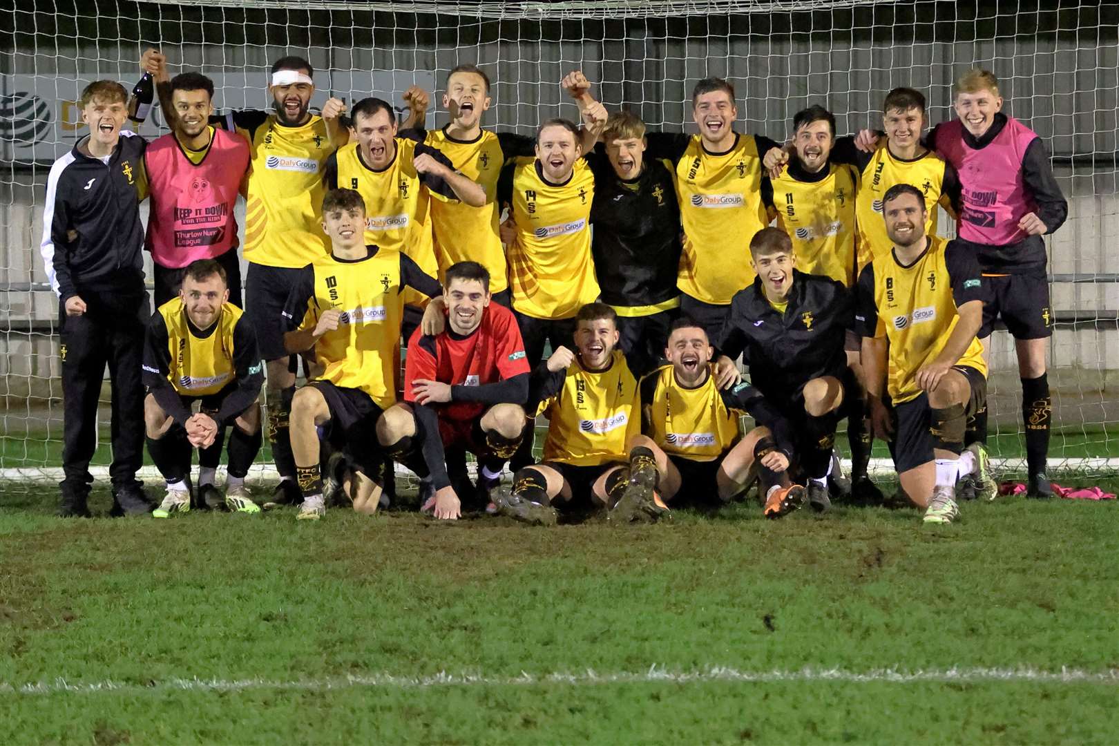 Jubilant Fakenham Town after knocking out Newport Pagnell. Picture: Ronnie Heyhoe