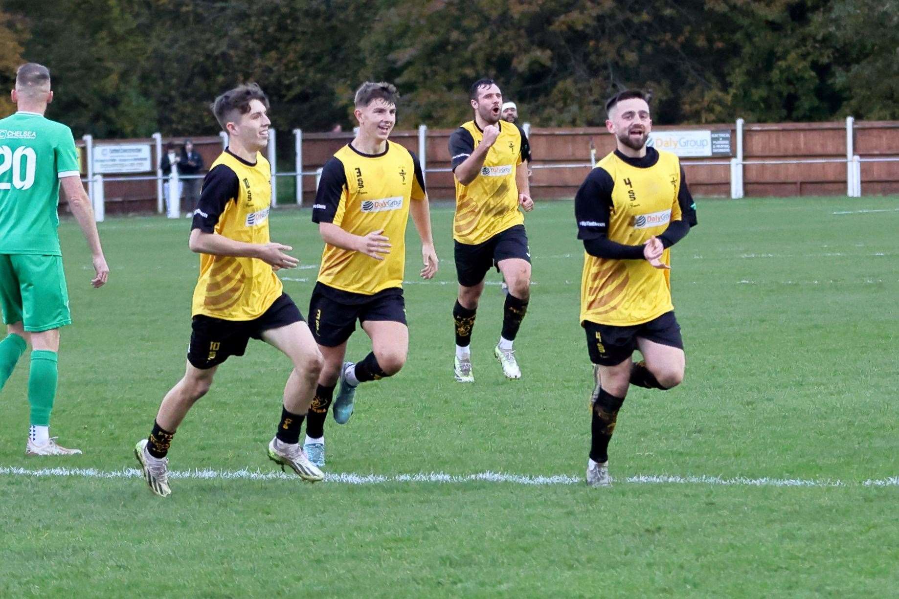 Louis Henman-Mason after his thunderbolt strike levelled the scores on Saturday. Picture: Ronnie Heyhoe