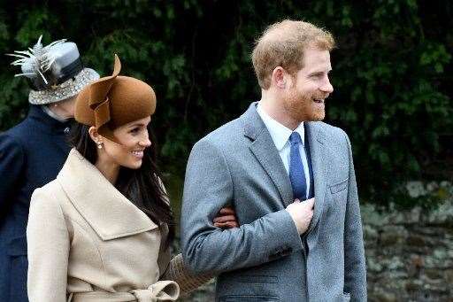 Prince Harry and Meghan Markle at Sandringham for Christmas Day service in 2018