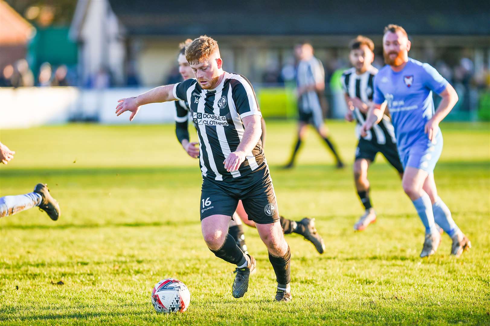 Heacham's Lewis Gibson who suffered a bad leg break in a friendly game against Dersingham last night. Picture: Ian Burt