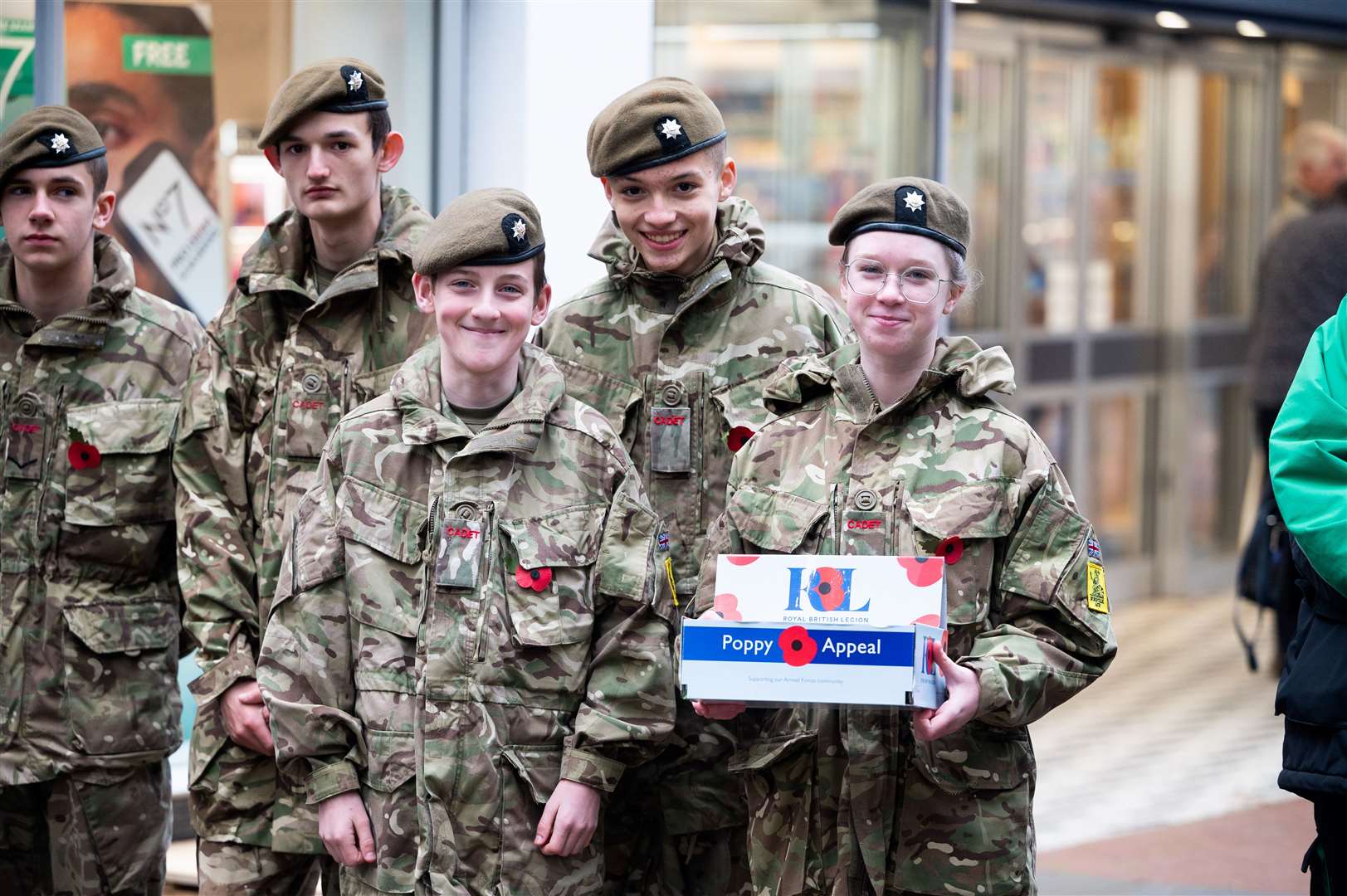 Cadets at the poppy appeal launch in Lynn. Picture: Ian Burt