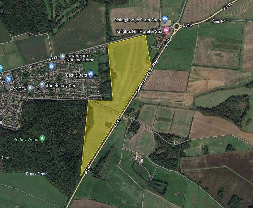 An aerial view of where the Knights Hill development will be built. Picture: Google Maps