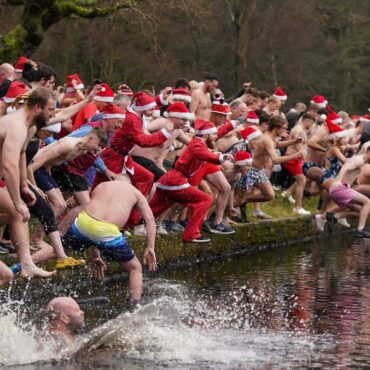 Christmas swimmers enjoy milder conditions