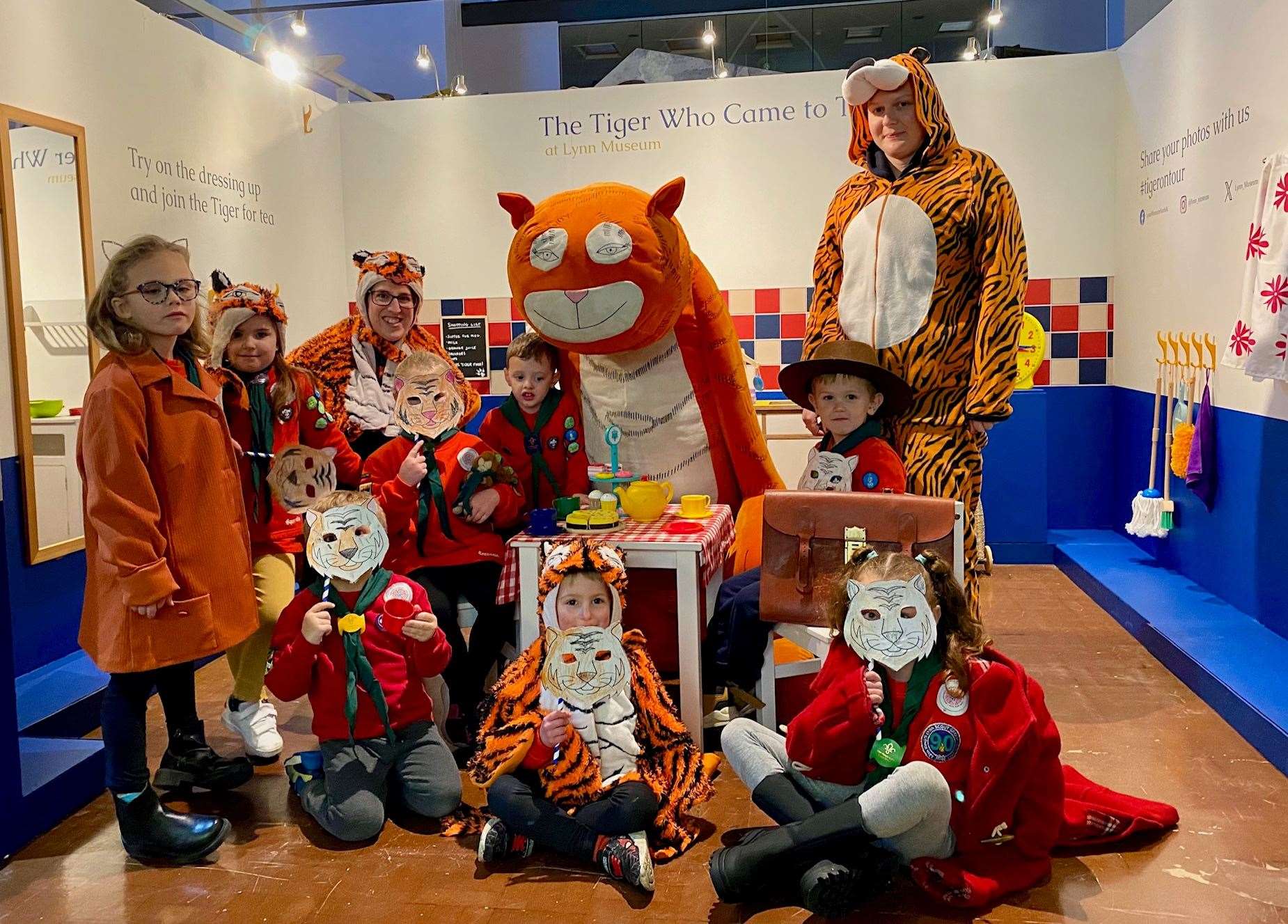 Scouts at Lynn Museum's The Tiger Who Came to Tea exhibition