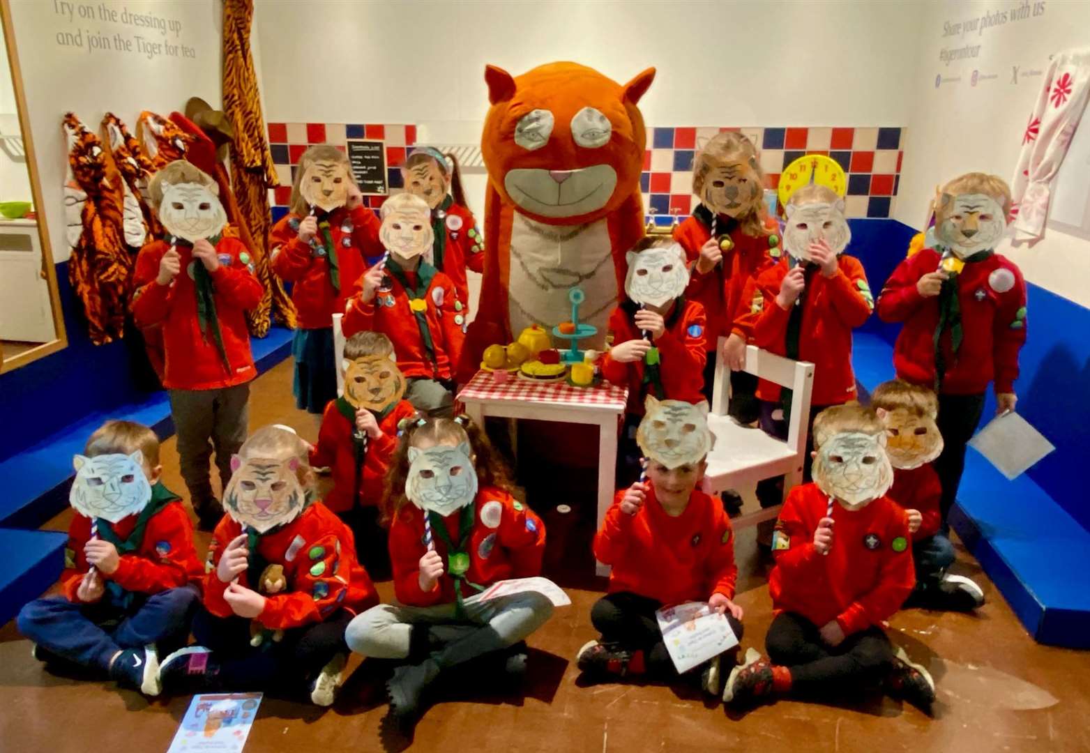 Scouts at Lynn Museum's The Tiger Who Came to Tea exhibition