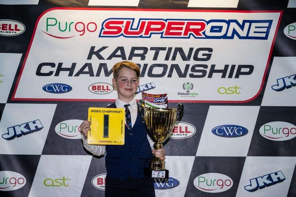 Jenson Sayell with his 2023 Super One Micromax Champions trophy