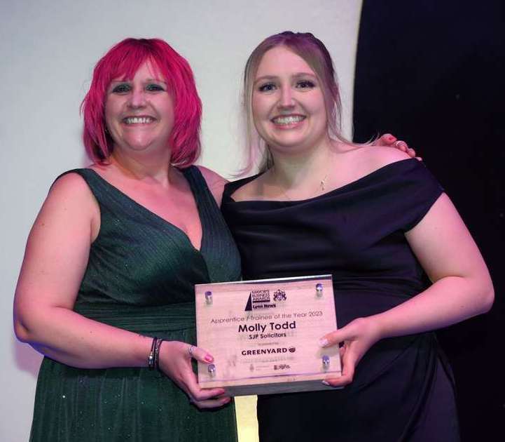 The 2023 Apprentice/Trainee of the Year Molly Todd with Julia Hunt, from sponsor Greenyard Frozen