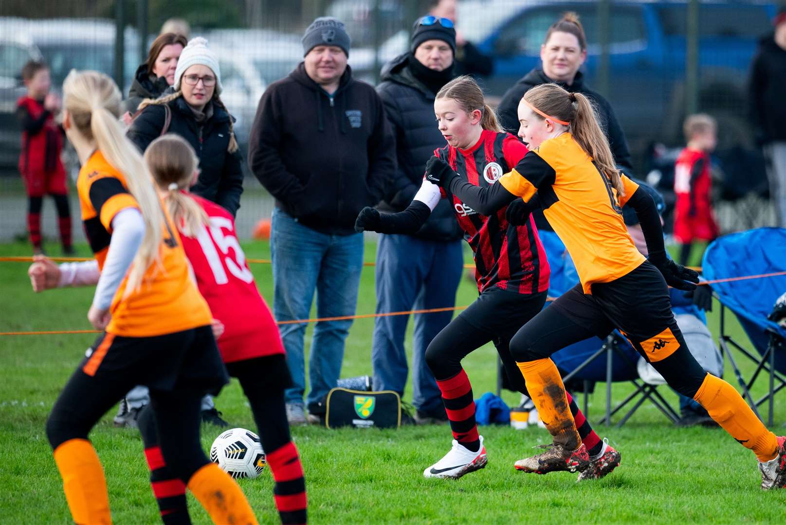 King's Lynn Soccer Club under-12 Lionesses in County Cup action against Sprowston. Picture: Ian Burt