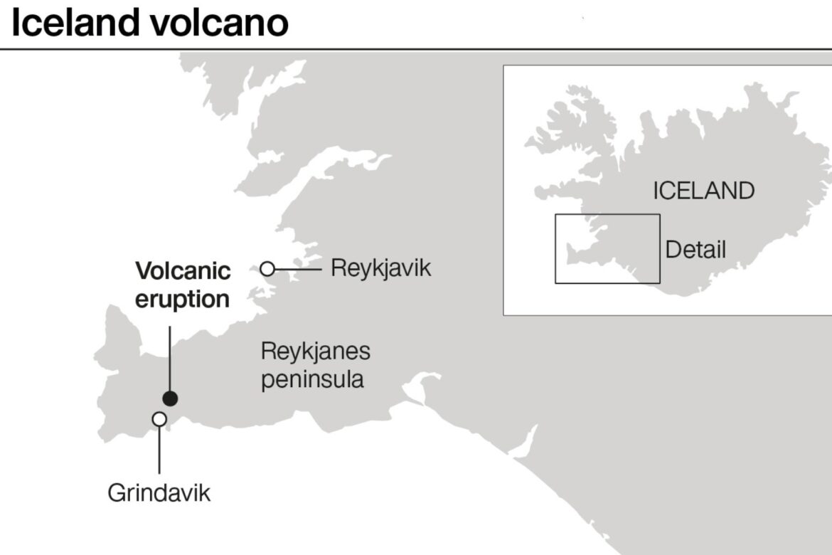 Volcano erupts in south-western Iceland