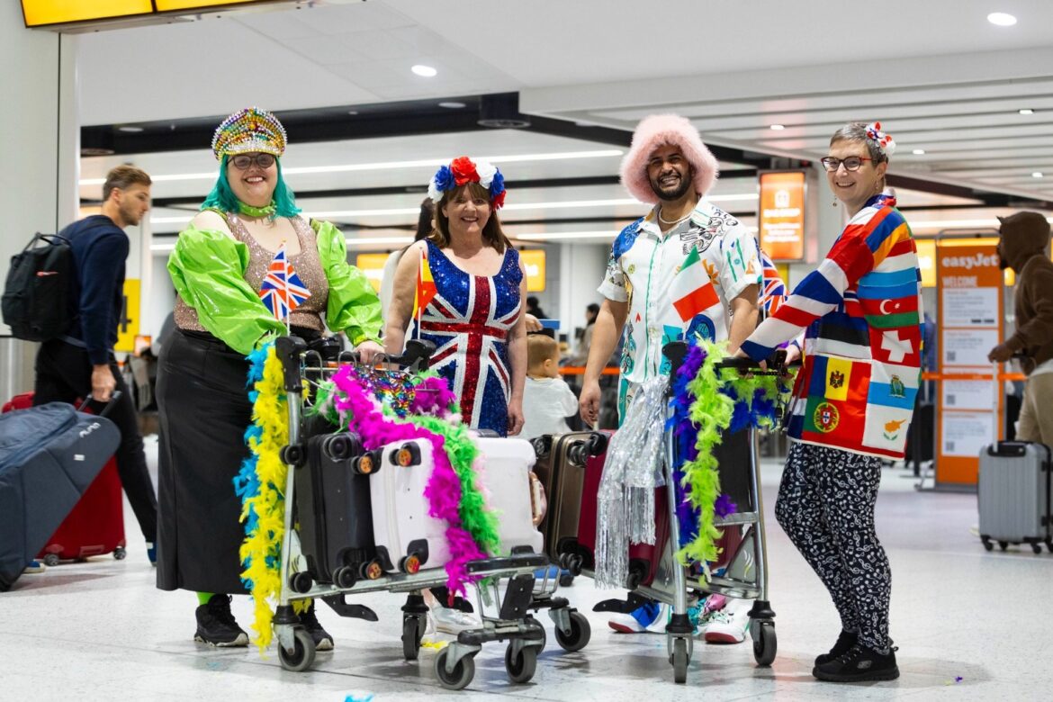 Eurovision fans in national costumes for song contest