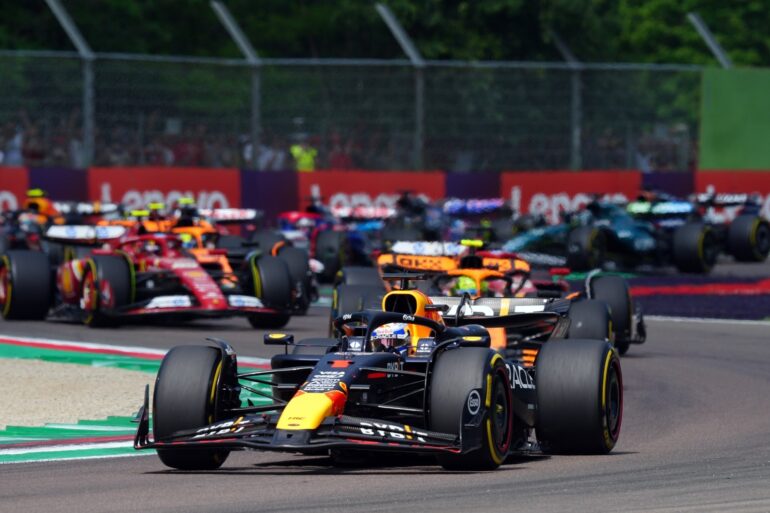 Lando Norris on Max Verstappen in Imola