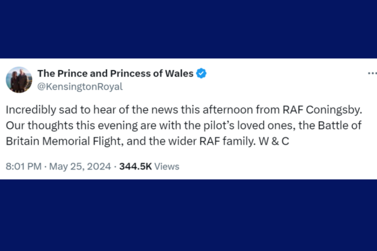 William and Kate ‘incredibly sad’ after RAF pilot dies