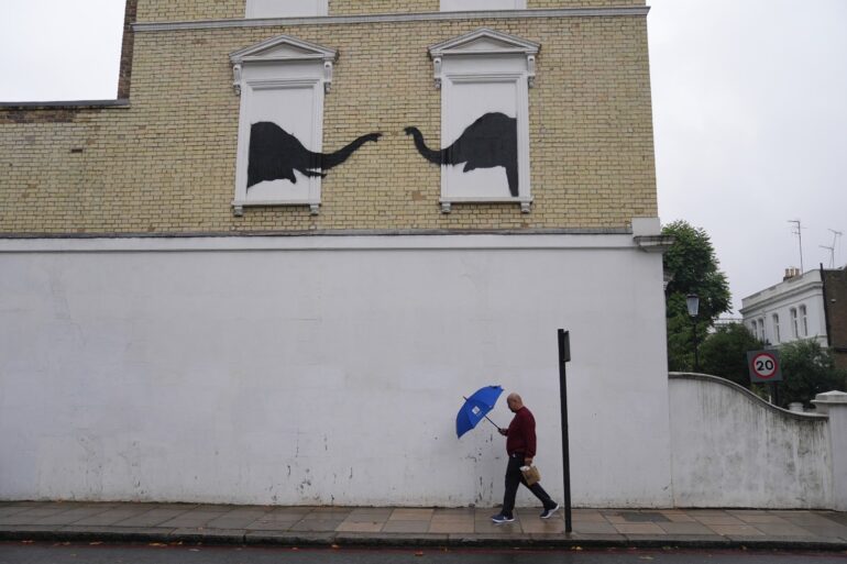 Banksy adds to animal artwork collection in London with new elephant design