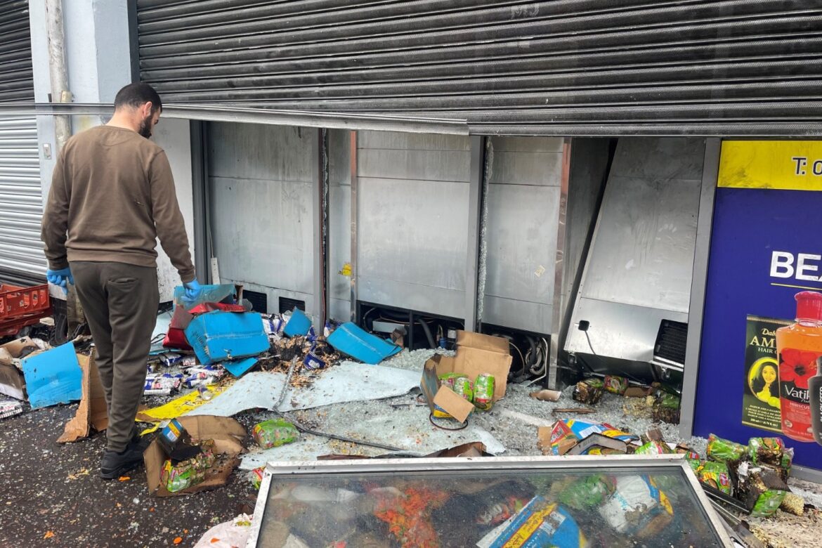 Cafe and supermarket burnt out during night of disorder in Belfast