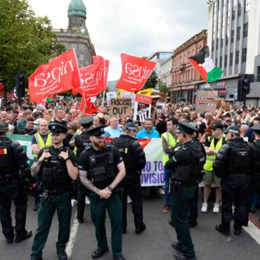 Hundreds gather to counter anti-immigration protest in Belfast