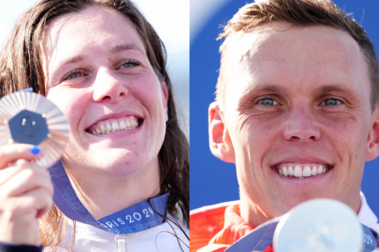 Joe Clarke and Kimberley Woods take GB silver and bronze from kayak cross finals