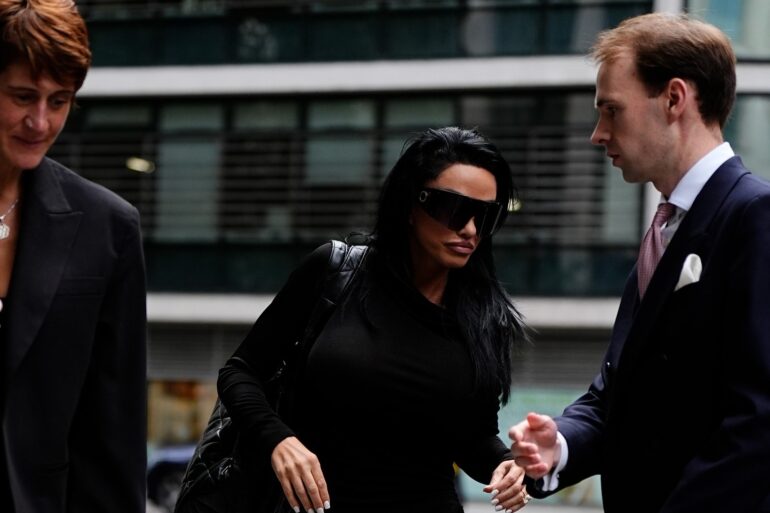 Katie Price arrives at court ahead of latest hearing over bankruptcies