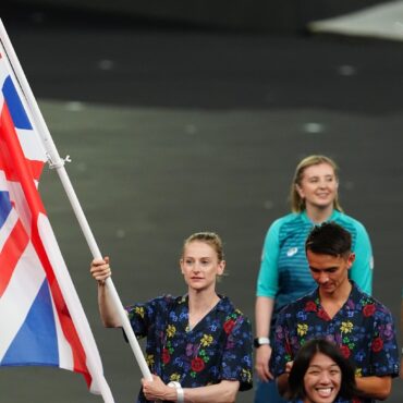 Team GB’s athletes cheered and waved Union flags as they entered the Olympic closing ceremony