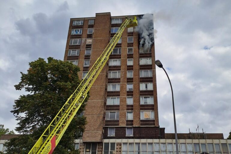 More than 70 firefighters tackling blaze at tower block