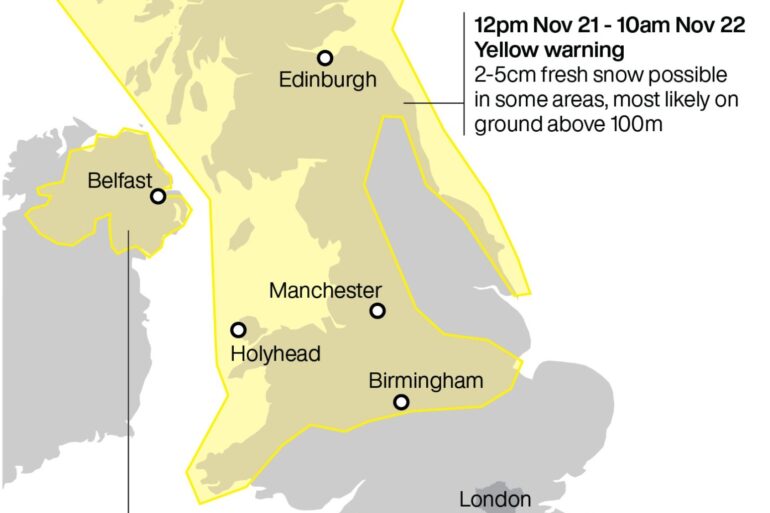 Amber snow warning issued ahead of Storm Bert