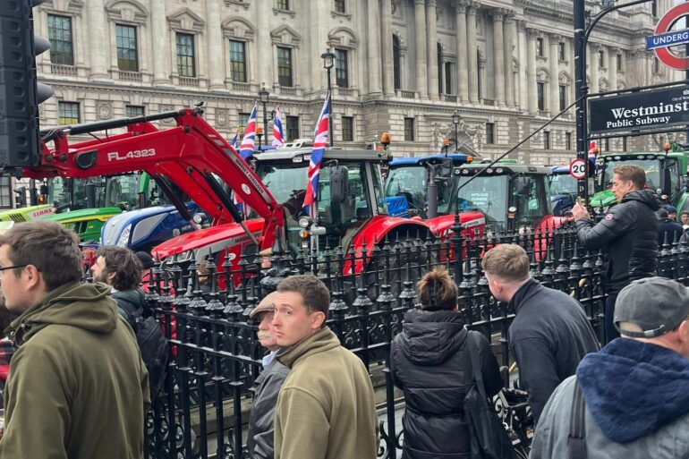 Farmers and tractors line up in Whitehall