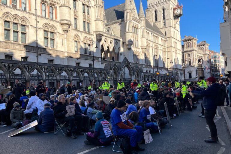 Sit down demonstration held amid Court of Appeal challenges to protest sentences