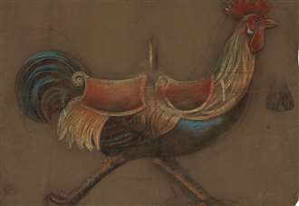 Striking cockerel was concept drawing for famous fairground gallopers