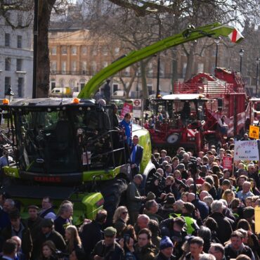 Farmers march on Parliament in Pancake Day protest against inheritance tax