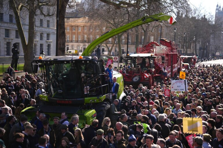 Farmers march on Parliament in Pancake Day protest against inheritance tax