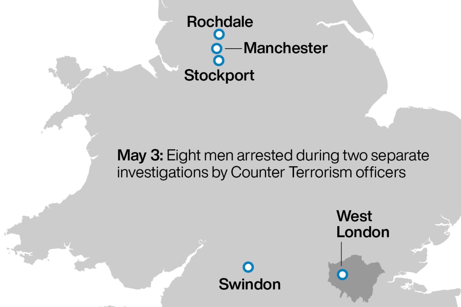 EIGHT TERROR ARRESTS ACROSS ENGLAND