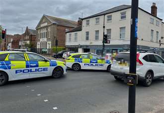 Police at scene of crash in town centre