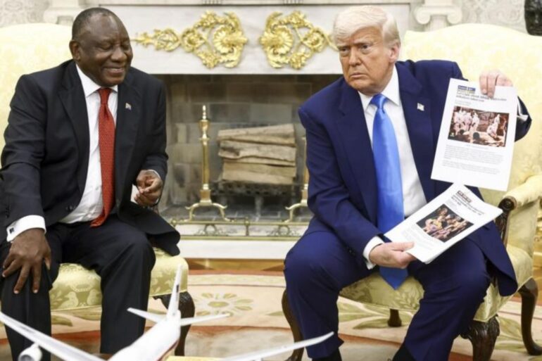 Trump uses White House meeting to confront South African president over farmers