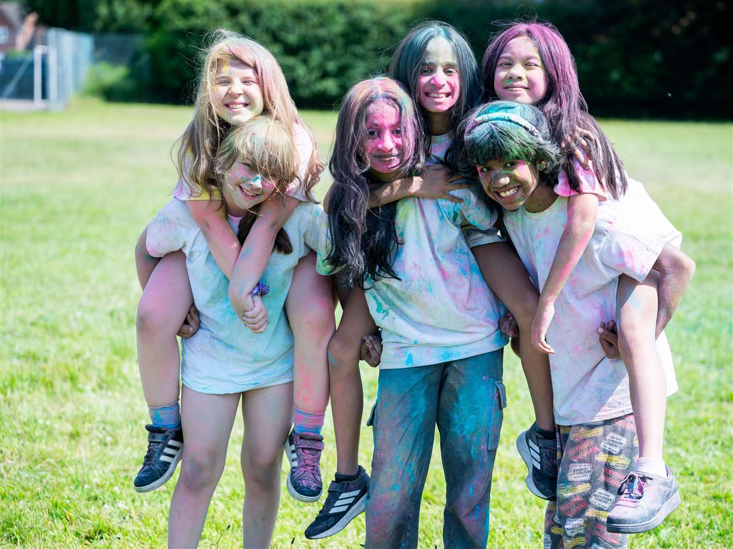 Some of the youngsters full of colour after the first-time event. Picture: Ian Burt