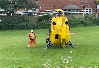Air ambulance lands in town during medical emergency
