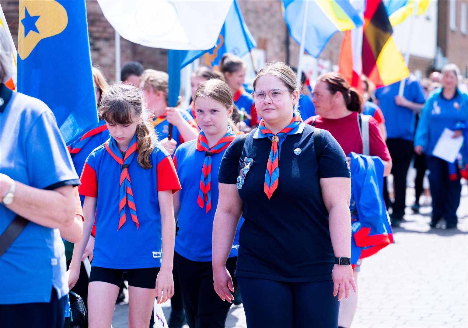 Adults and youngsters took part in the flag parade. Picture: Ian Burt