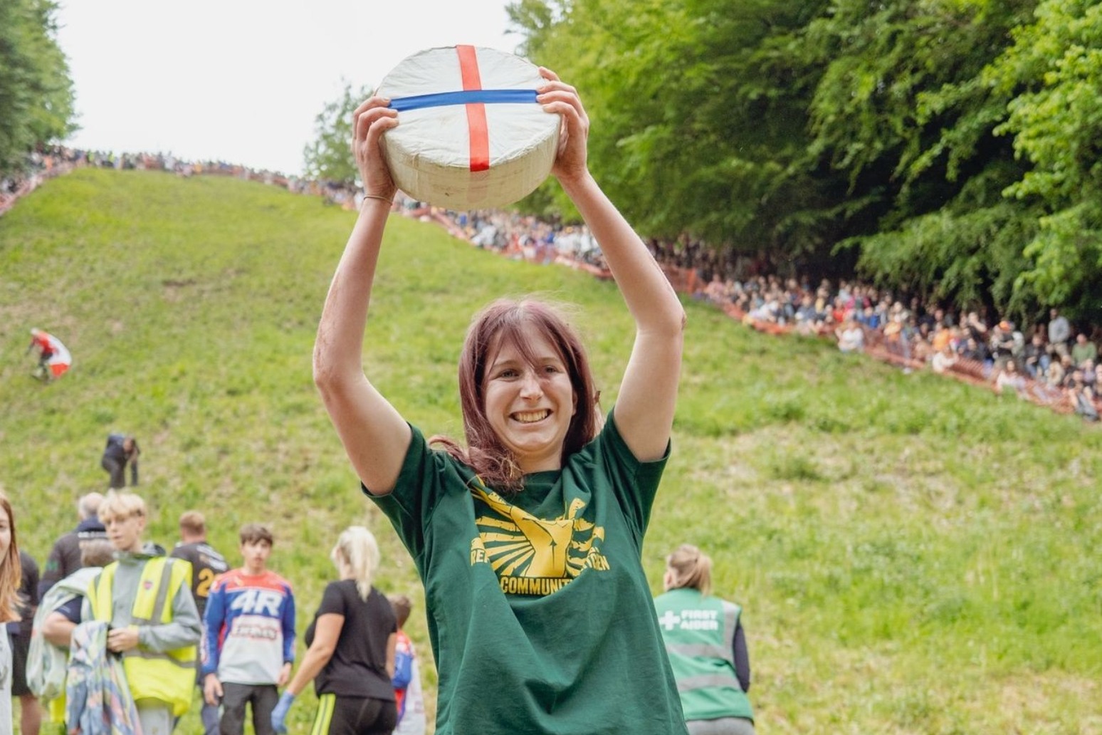 Food charity benefits from Gloucestershire cheese rolling race winners prize