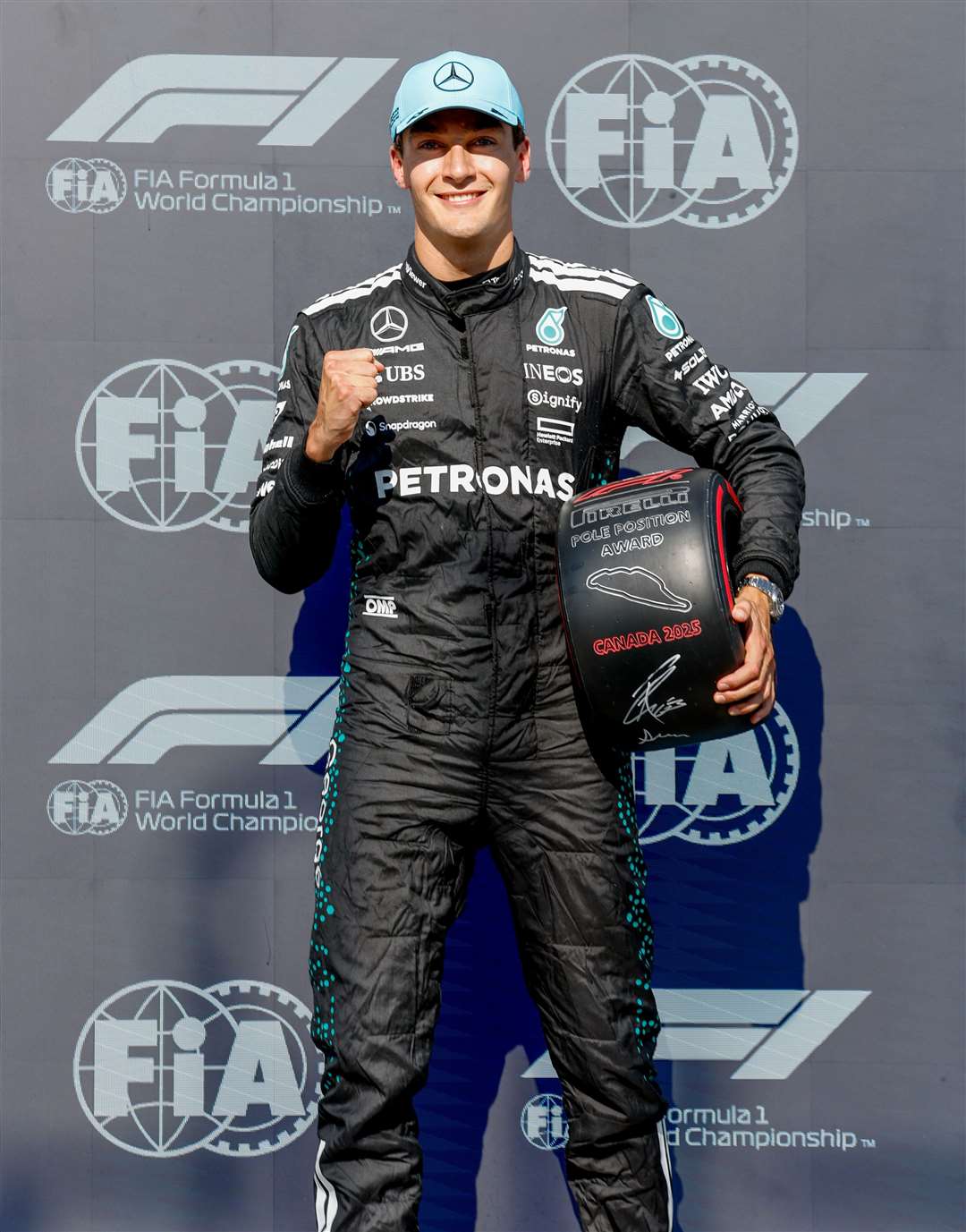 George Russell celebrates his win at the Canadian Grand Prix. Photo: Jiri Krenek