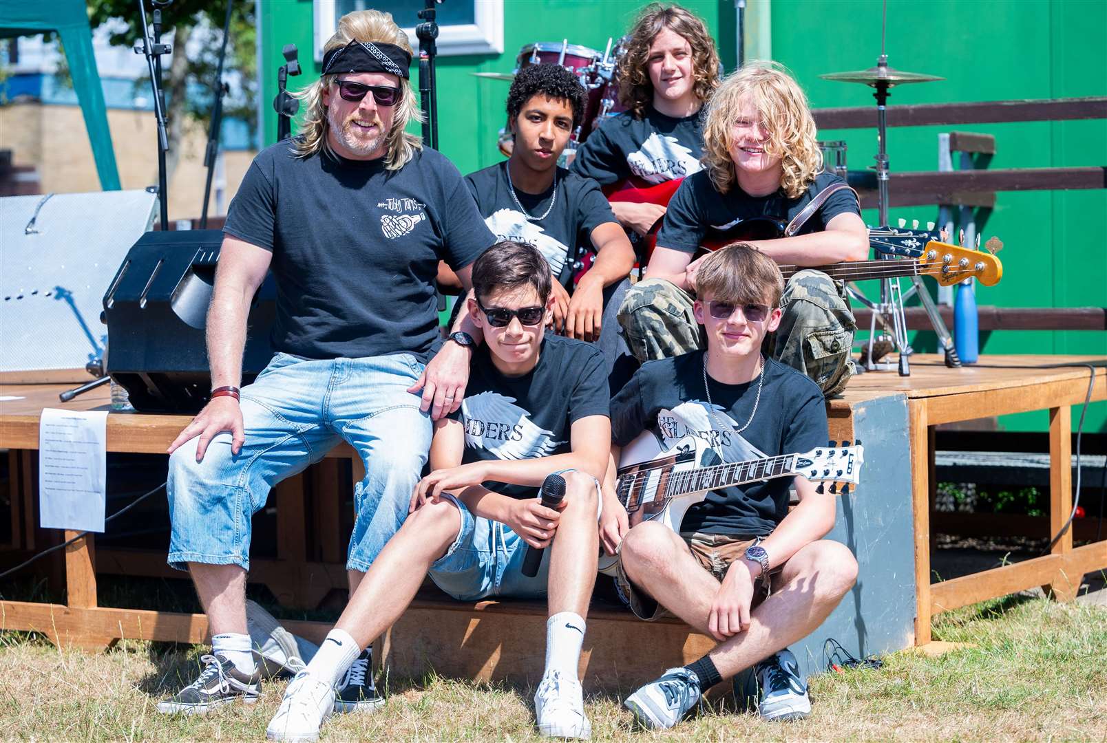 Principal James Grimsby with The Gliders. Picture: Ian Burt