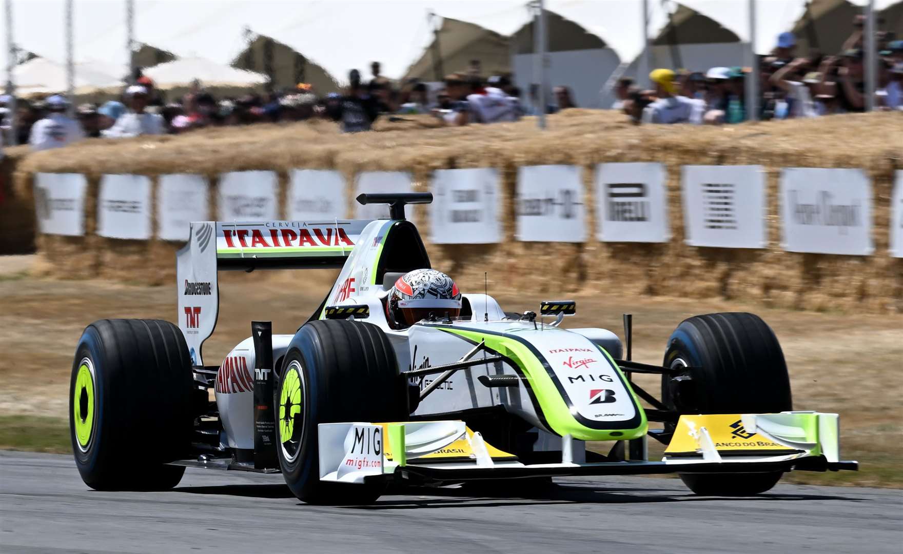 Alex Brundle, from King’s Lynn, drove Jenson Button's 2009 Formula One World Championship-winning Brawn-Mercedes BGP 001 Grand Prix car. Picture: Simon Hildrew