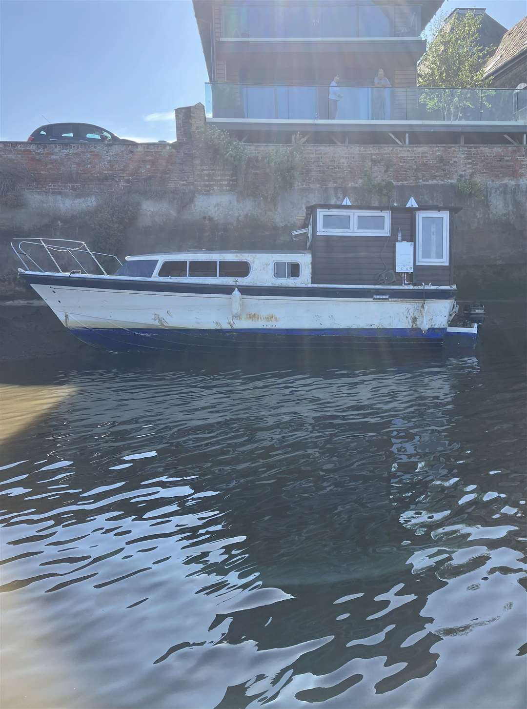 The cabin cruiser which sparked a rescue drama on July 8 with people and scores of animals on board