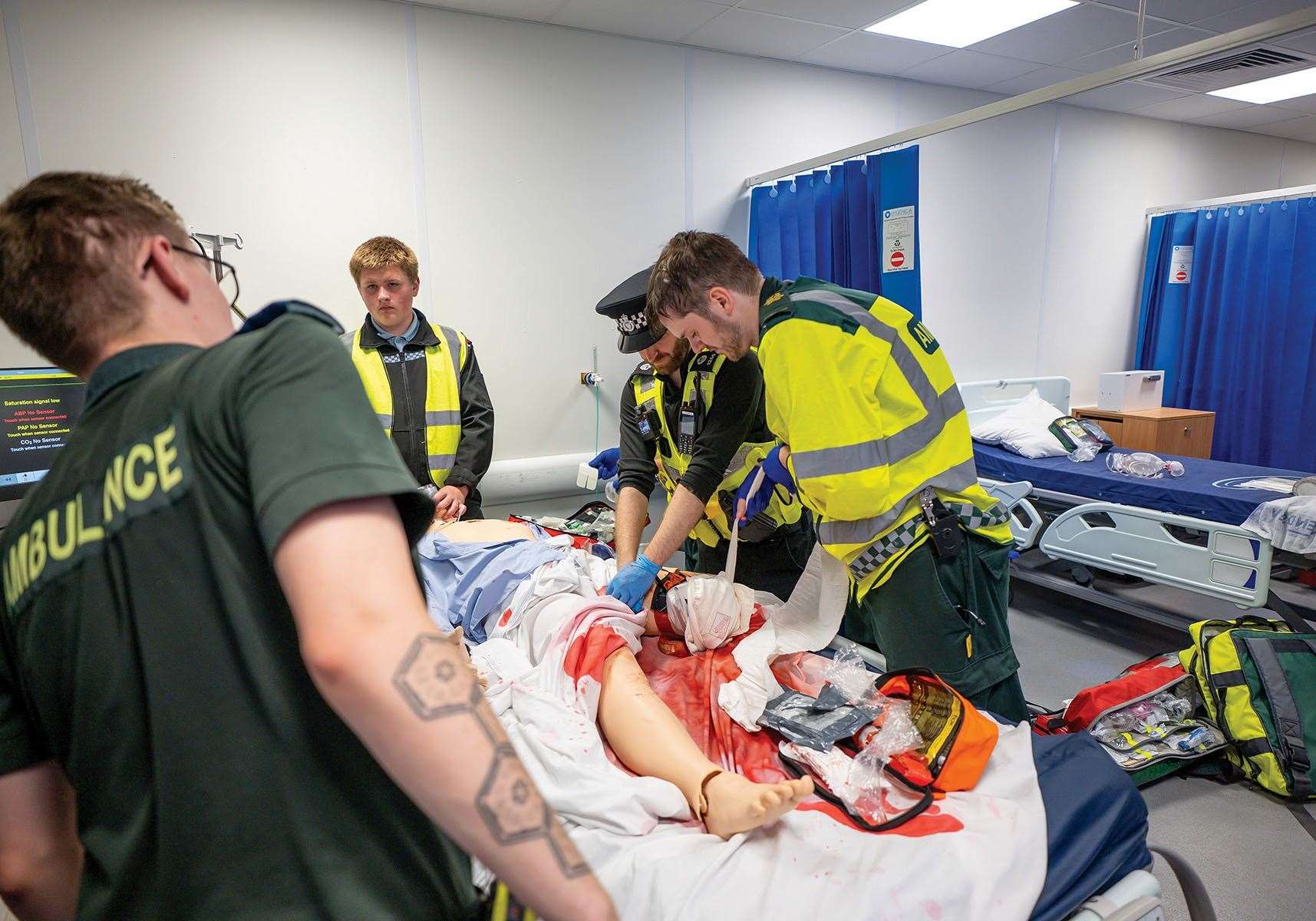 One of the mannequins used in the training exercise which simulates real life trauma injuries