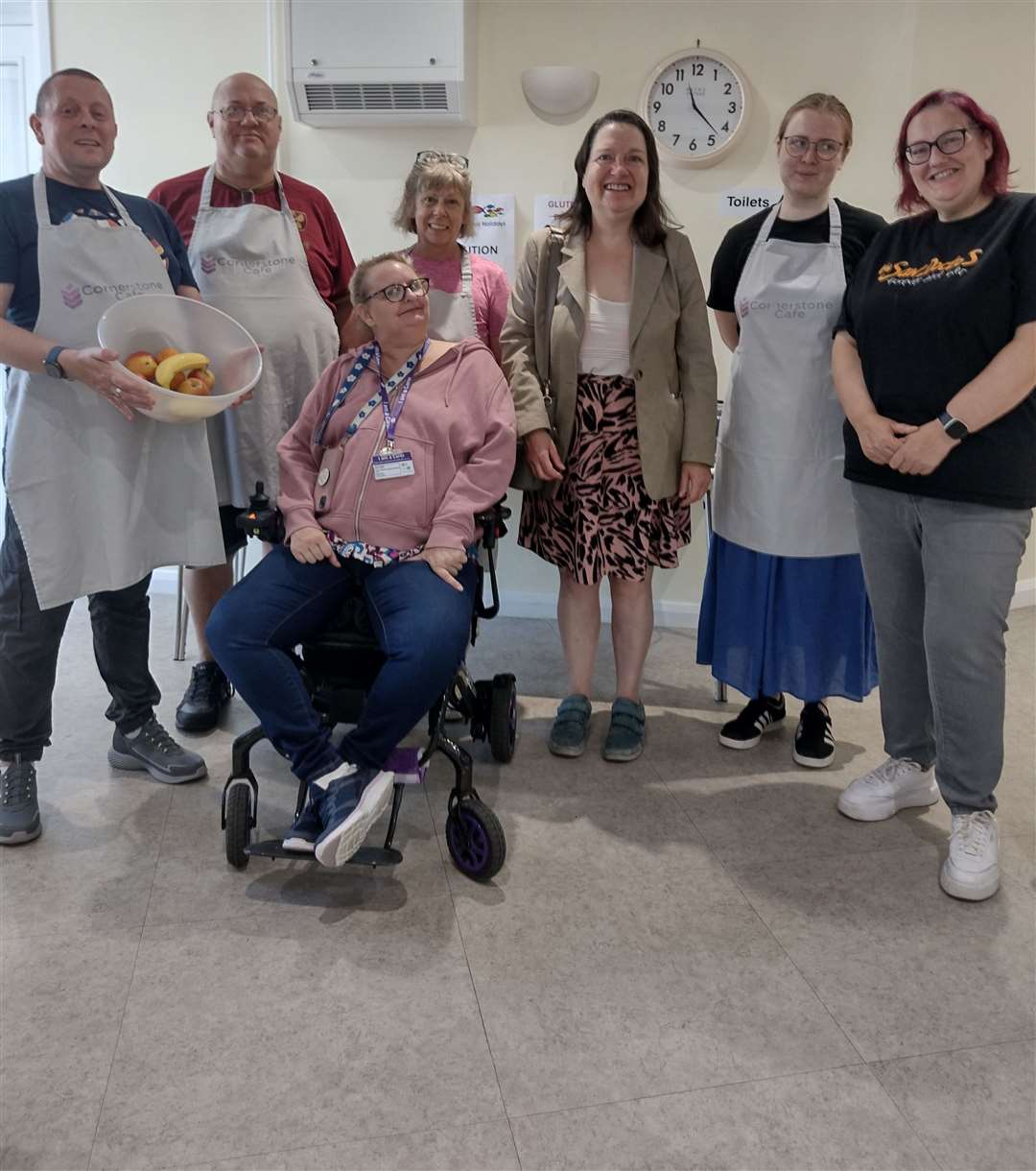 Free breakfast brunches return for the summer holidays on Thursdays at South Lynn's Cornerstone Cafe at the Baptist Church. Cllr Kemp is pictured with cafe/church members and volunteers