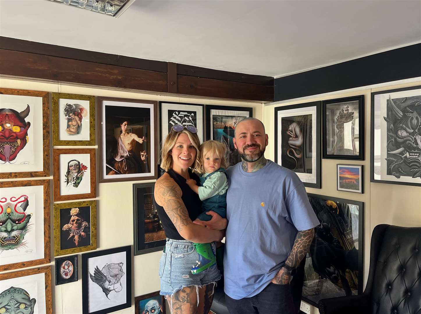 Ricky Lopez with his wife Emma and one of his children