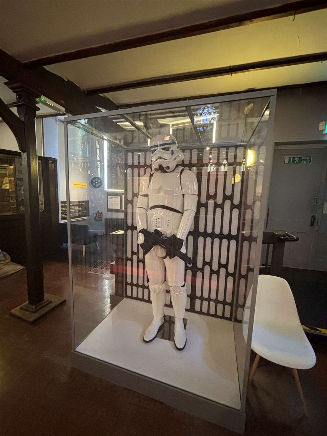 A storm trooper on display at the new exhibition