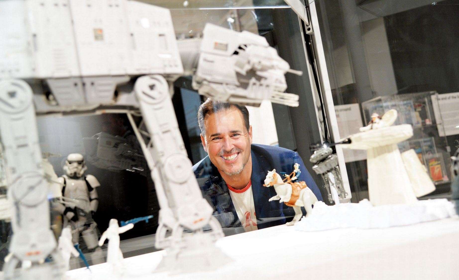 Matt Fox, collector, with some of his vintage Star Wars models
