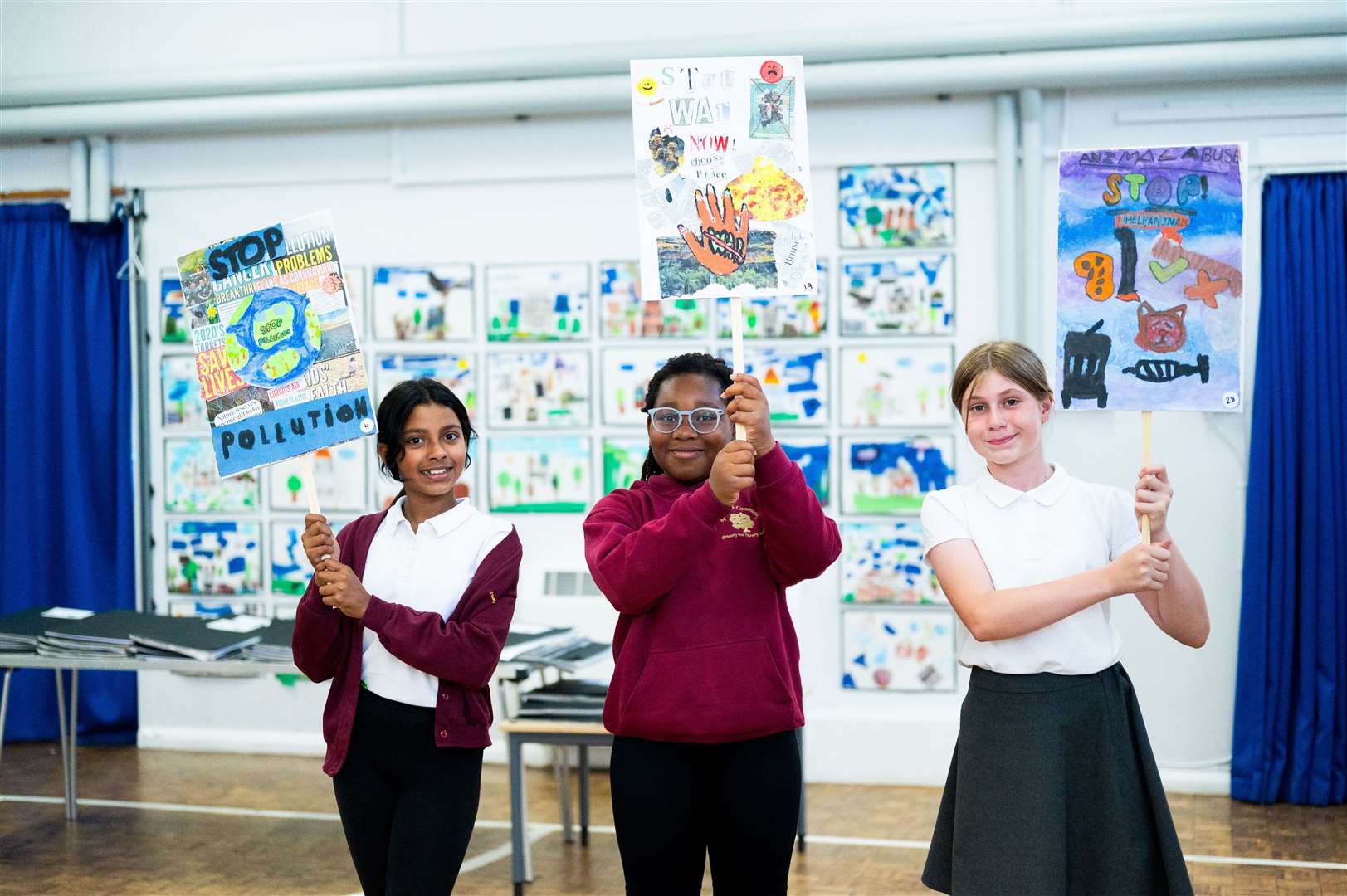 Students showing off some of their work