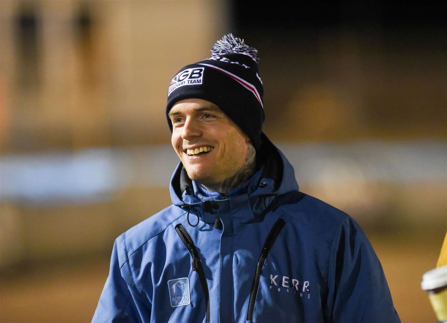 Lewi Kerr all smiles walking the track.