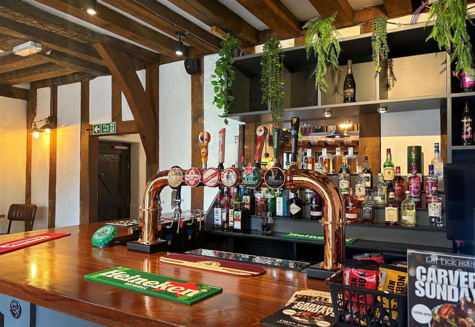 The bar area that greets you when entering The Lattice House
