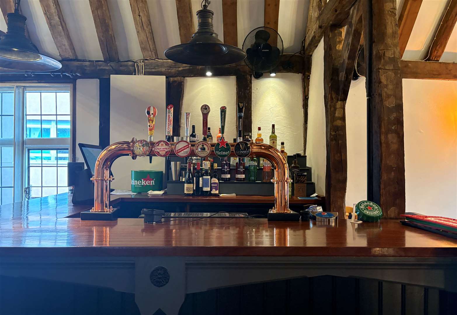 The upstairs bar inside The Lattice House